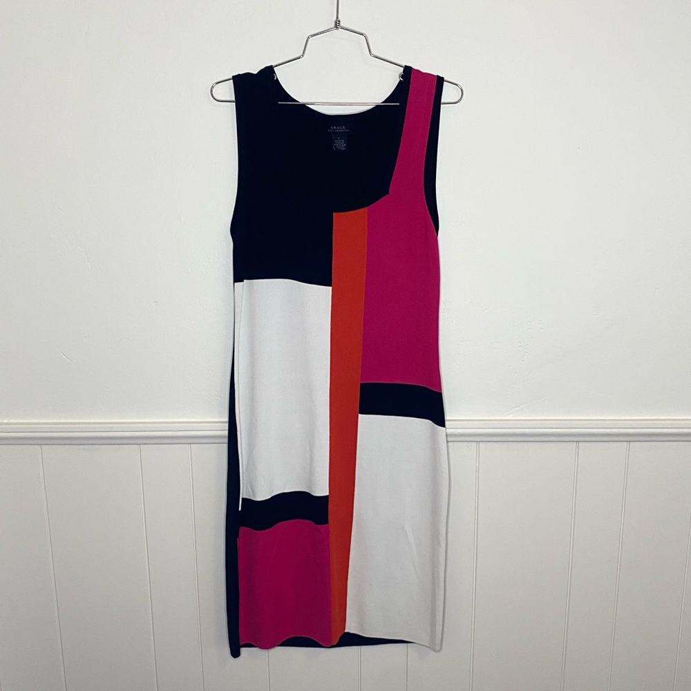 Grace Knit Color Block Retro Dress L